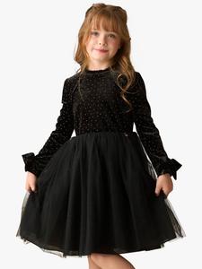 Детское платье миди из бархата и тюля с бусинами Angel & Rocket