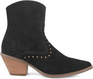 Женские ботильоны Dingo Miss Priss с вырезами, заклепками, заостренным носком и молнией, повседневные, на среднем каблуке 2-3 дюйма - черные, Black