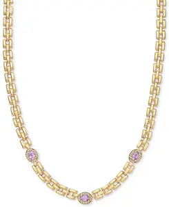 Ожерелье-Ошейник длиной 17 дюймов с аметистом (1-1/5 карата tw) и белым топазом (1/20 карата tw) в форме пантеры из стерлингового серебра с позолотой 14 карат (также с небесно-голубым топазом) Macy'S, amethyst