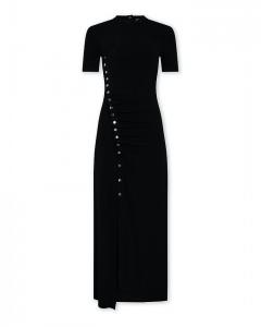 Макси-платье из стрейч-джерси с драпировкой Rabanne, черный