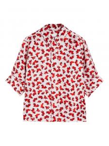 Jil Sander рубашка с цветочным принтом, красный