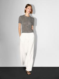 Металлический трикотажный свитер с короткими рукавами Massimo Dutti, Medium Grey