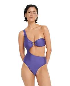 Женский слитный купальник на одно плечо LSCN by LASCANA, синий