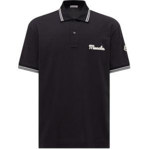 Поло с коротким рукавом и нашивкой с логотипом Moncler, синий