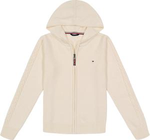 Кардиган Tommy Hilfiger с длинными рукавами на молнии и капюшоном для девочек, Egret