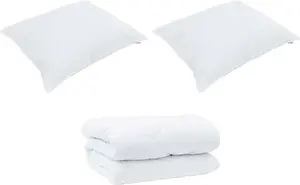 Зимнее одеяло с подушкой, 3 предмета, белое микрофибра DKD HOME DECOR