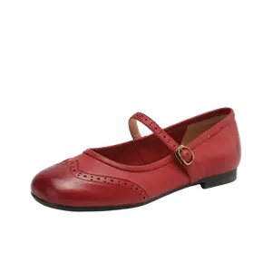 Alxnan Красные женские балетки Мэри Джейн, цвет Red