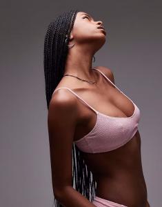 Розовый бикини-топ Mix & Match с квадратным вырезом на спине и жатым эффектом Arket