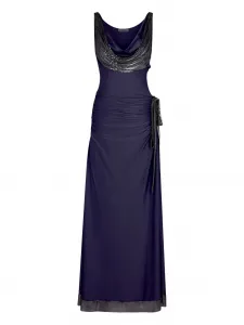 Платье с декольте-качелей и отделкой пайетками Rabanne, синий