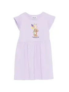 Платье с медвежьими деталями Moschino Kids, фиолетовый