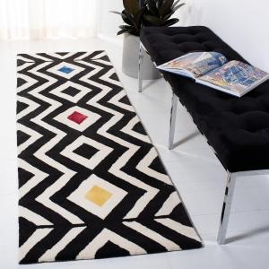 Ковер-дорожка SAFAVIEH, 77 x 244 см, Soho Collection, Beige & Charcoal, ручной работы из шерсти и вискозы, идеально подходит для помещений с высокой проходимостью в гостиной, спальне (SOH341A)