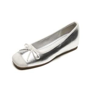 QITUMAUL Женские повседневные туфли-лодочки серебристые [скрытая платформа 3 см], цвет Silver[Hidden Wedge 3cm]