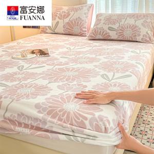 Fuanna Простыня на резинке 180х200 см, молочный бархат, флис, утепленная, безворсовая, цвет Dandelion Morning Dew - Pink