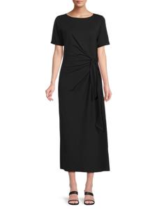 Платье-миди с короткими рукавами DKNY, черный