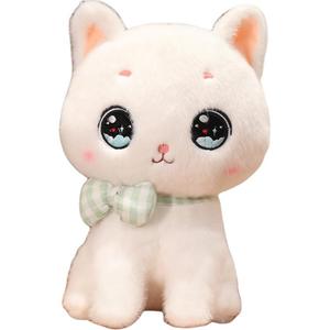 Love of wormwood Мягкая игрушка кот в мультяшном стиле, белый кот с большими глазами, высота 22см/28см/35см