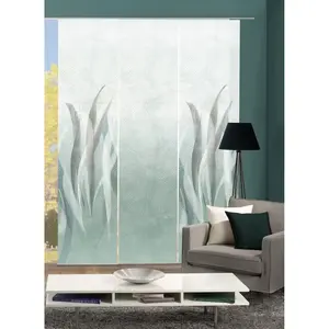 Идеи для дома: раздвижная штора SIRALIO, комплект из 3 панелей на каретке, комплект раздвижной шторы, эффект шелка, цифровая печать Home Wohnideen, мятный