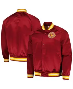 Мужская винтажная куртка Cleveland Cavaliers Hardwood Classics Throwback Wordmark с регланными рукавами и полной застежкой на кнопки Mitchell & Ness