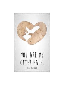 Mr. & Mrs. Panda Гостевое полотенце с изображением сердечка выдры и надписью, выполненной белым цветом