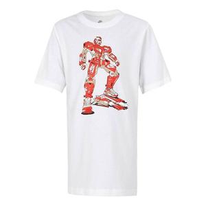 Футболка (GS) Nike Pattern Printing Sports Round Neck Pullover Short Sleeve Boy White T-Shirt