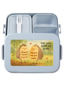 Mr. & Mrs. Panda Ланчбокс с дизайном «Любовь к сове» и надписью пастельно-голубого цвета