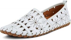 Женские кожаные лоферы Spring Step Fusaro | Удобные слипоны с резиновой подошвой | Лоферы для работы, прогулки и вождения, белый
