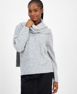 Женский свитер с воротником-шарфом, эксклюзивно от Macy's And Now This, Med Heather Grey
