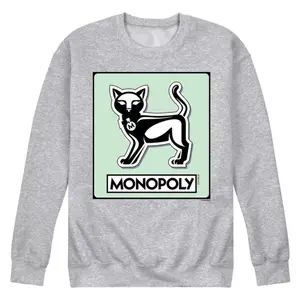 Мужская флисовая толстовка с жетоном из игры "Монополия" в виде кота Licensed Character, серый