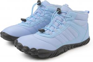 Сапоги для женщин водонепроницаемые, босоножки для мужчин, широкая коробка, теплые зимние ботинки, без шнурков, с искусственной кожей и мехом внутри, минималистичные обувь с нулевым перепадом, заземленные для ходьбы и бега, мода 2025 Generic, Light Blue