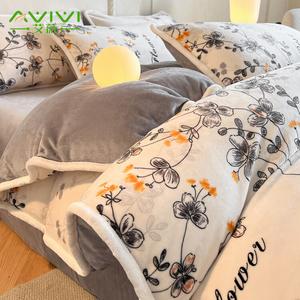 AVIVI Комплект постельного белья 4 предмета, 200 см, простыня, пододеяльник 220x240 см