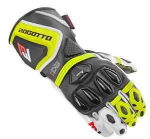 Перфорированные мотоциклетные перчатки Bogotto monza, Black/White/Fluo Yellow