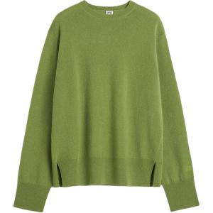 Свитер с круглым вырезом горловины из кашемира TOTEME, цвет лавровый зеленый