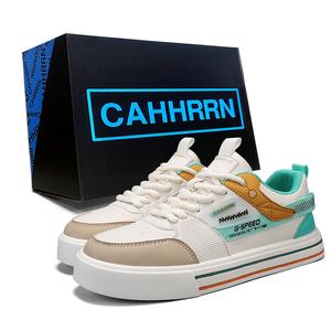CAHHRRN Дышащие мужские скейтерские кеды низкие бежево-зеленые, цвет Beige Green