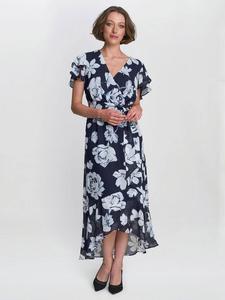 Платье Teresa из шифона с цветочным принтом Gina Bacconi, Navy/Multi