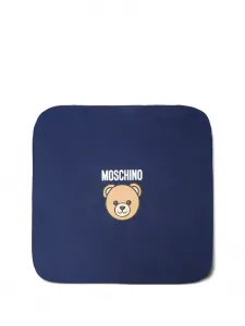 Одеяло с логотипом в виде медведя Moschino Kids, синий