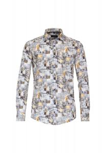 Мужская повседневная рубашка с принтом повседневного кроя CASAMODA, желтый