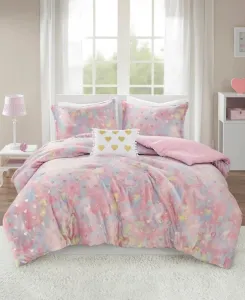 Комплект постельного белья Rosalie Metallic Heart из 3 предметов, размер Twin/Twin XL Intelligent Design, розовый/золотой/мультиколор