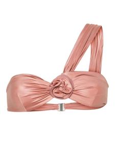 Magda Butrym floral-appliqué one-shoulder bikini top, розовый