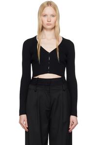 Черный кардиган в рубчик Solar Light Courrèges