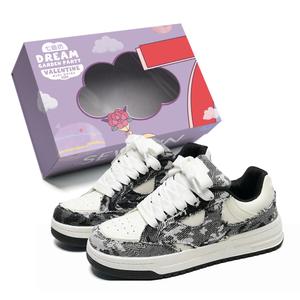 7 SEVFUN Износостойкие легкие низкие скейтерские кроссовки на платформе унисекс бело-черные, цвет White Black