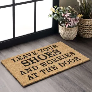 Ковер Leave Shoes and Worries Coir Doormat nuLOOM, 43x74 см, бежевый