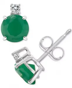 Серьги-Гвоздики с сапфирами (1-1/3 карата) и бриллиантами в 14-каратном белом золоте (также с изумрудами и рубинами) Macy'S, emerald