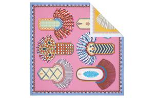 Шёлковый платок HERMES для женщин розово-жёлтый