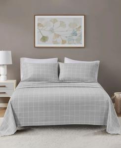 Комплект постельного белья из хлопковой фланели с оригинальным принтом, 4 предмета, размер Queen Madison Park, цвет gray windowpane