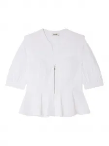 Рубашка с баской на молнии Sandro, белый