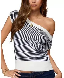 Вязаный топ Lottey в полоску с открытыми плечами Edikted, белый