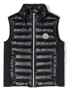 Дутый жилет с нашивкой-логотипом Moncler Enfant, синий