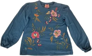 Johnny Was Women's Sidona Bishop Sleeve Tee, Legion Blue