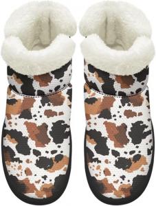 Зимние ботинки KEIAHUAN для женщин с меховой подкладкой, теплые ботинки без шнурков для холодной погоды, уличные ботильоны, Brown Cow Skin