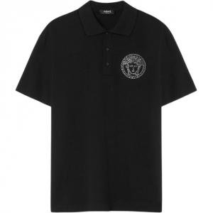 Вышитая поло с коротким рукавом Medusa VERSACE, черный