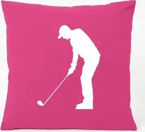 Подушка для дивана Huuraa Golf Silhouette, подарочная, 40x40 см, с хлопковым наполнителем цвета фуксии, сувенир для гольфа Hellweg Druckerei